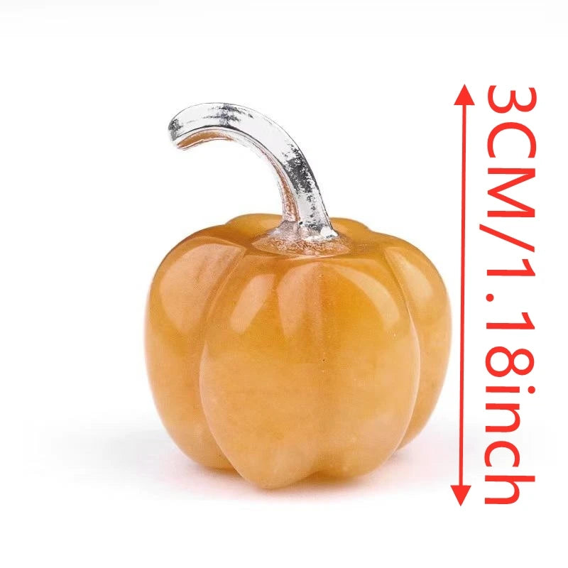 Carved Crystal Mini Pumpkin Figurine for Halloween and Decor