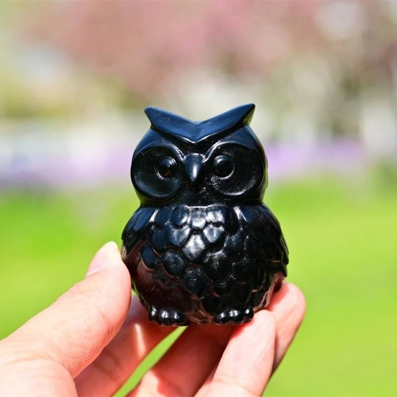 Black Obsidian Owl Sculpture for Crystal Collectors and Gifting