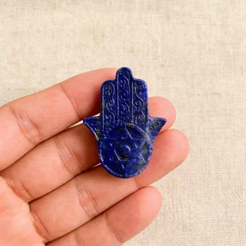 4.7*3.7cm  Sacred Lapis Carving  Hand Holding Star of David|CrystalHola