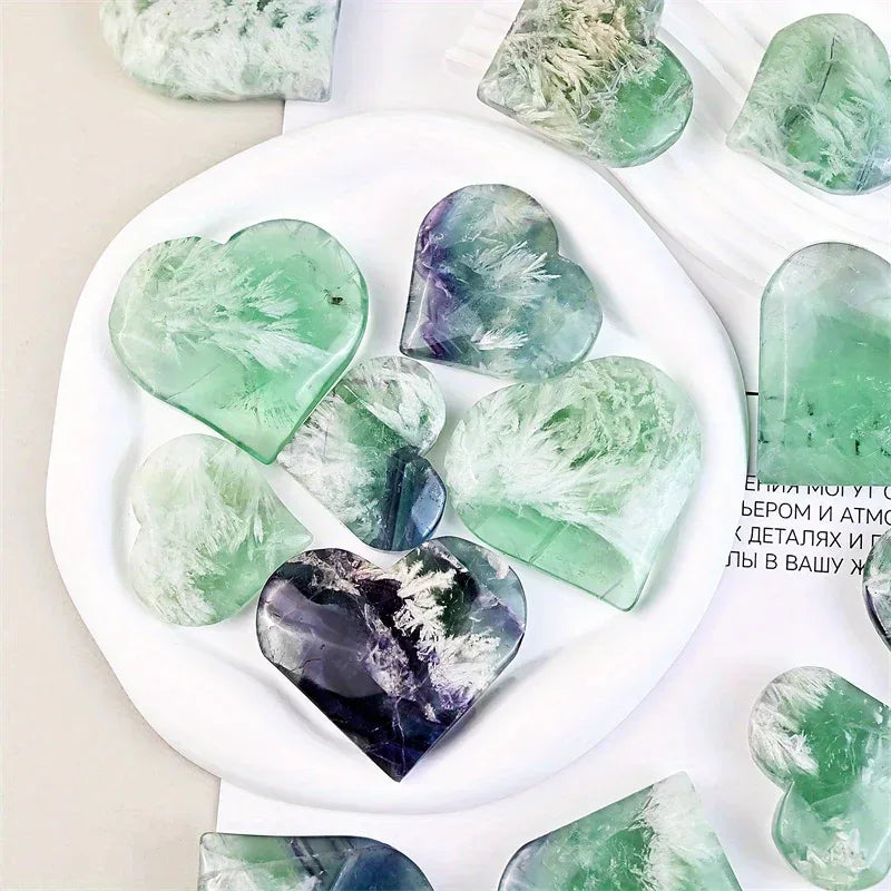 Snowflake Fluorite Heart - CrystalHola