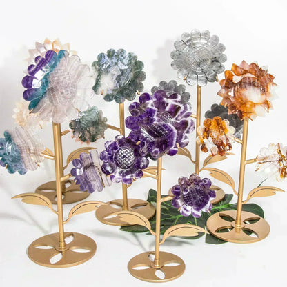 Muti-Material Sun Flower Carving - CrystalHola