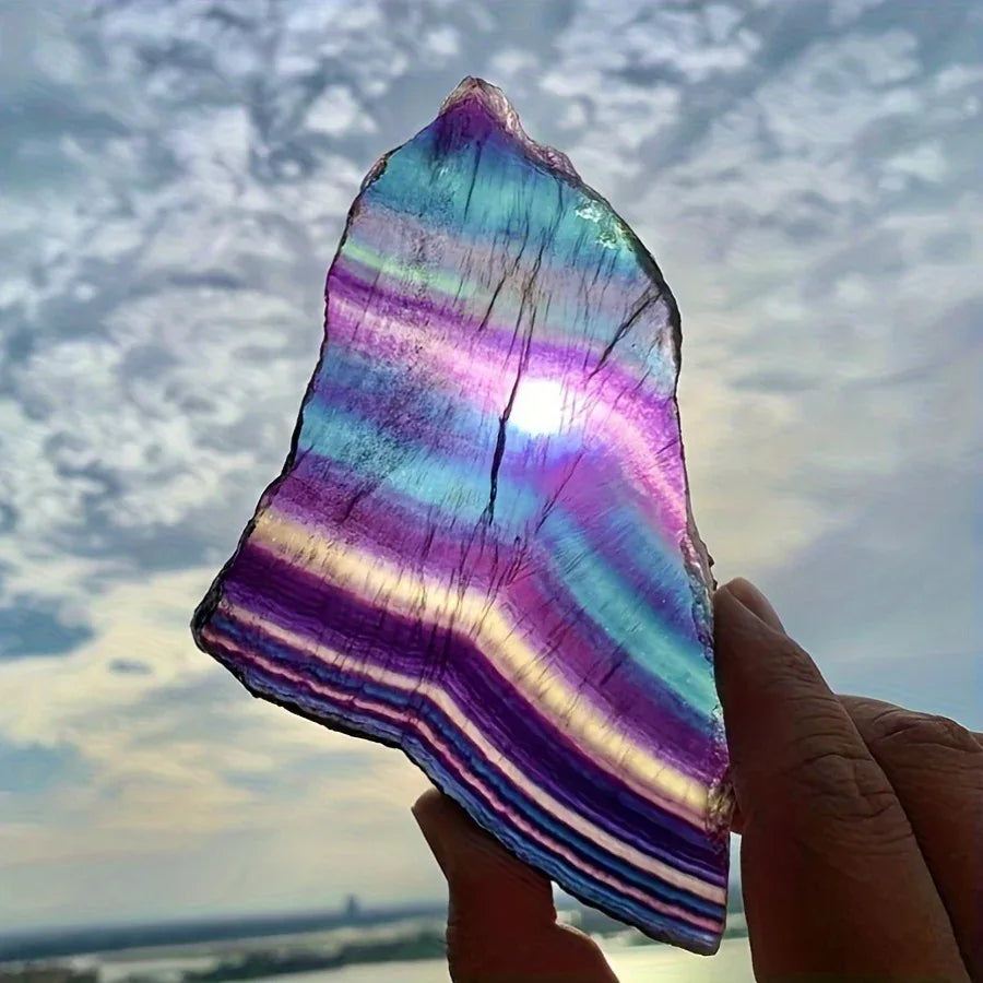 Three Color Fluorite Slab - CrystalHola
