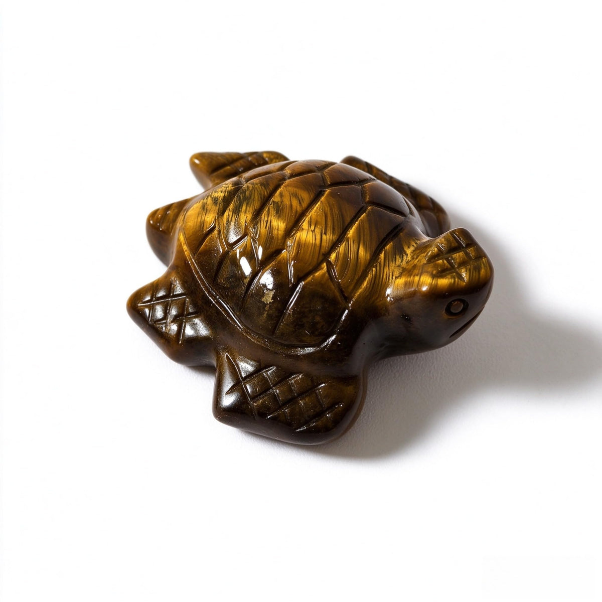 Natural Tiger Eye Sea Turtle Carving for Courage and Longevity