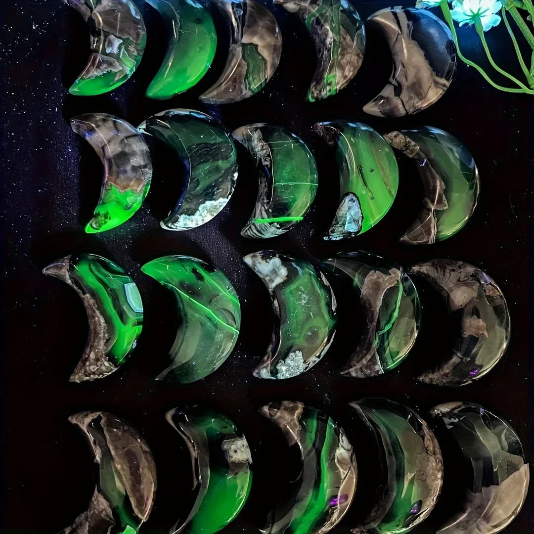 Volcanic Agate Moon Carving - CrystalHola