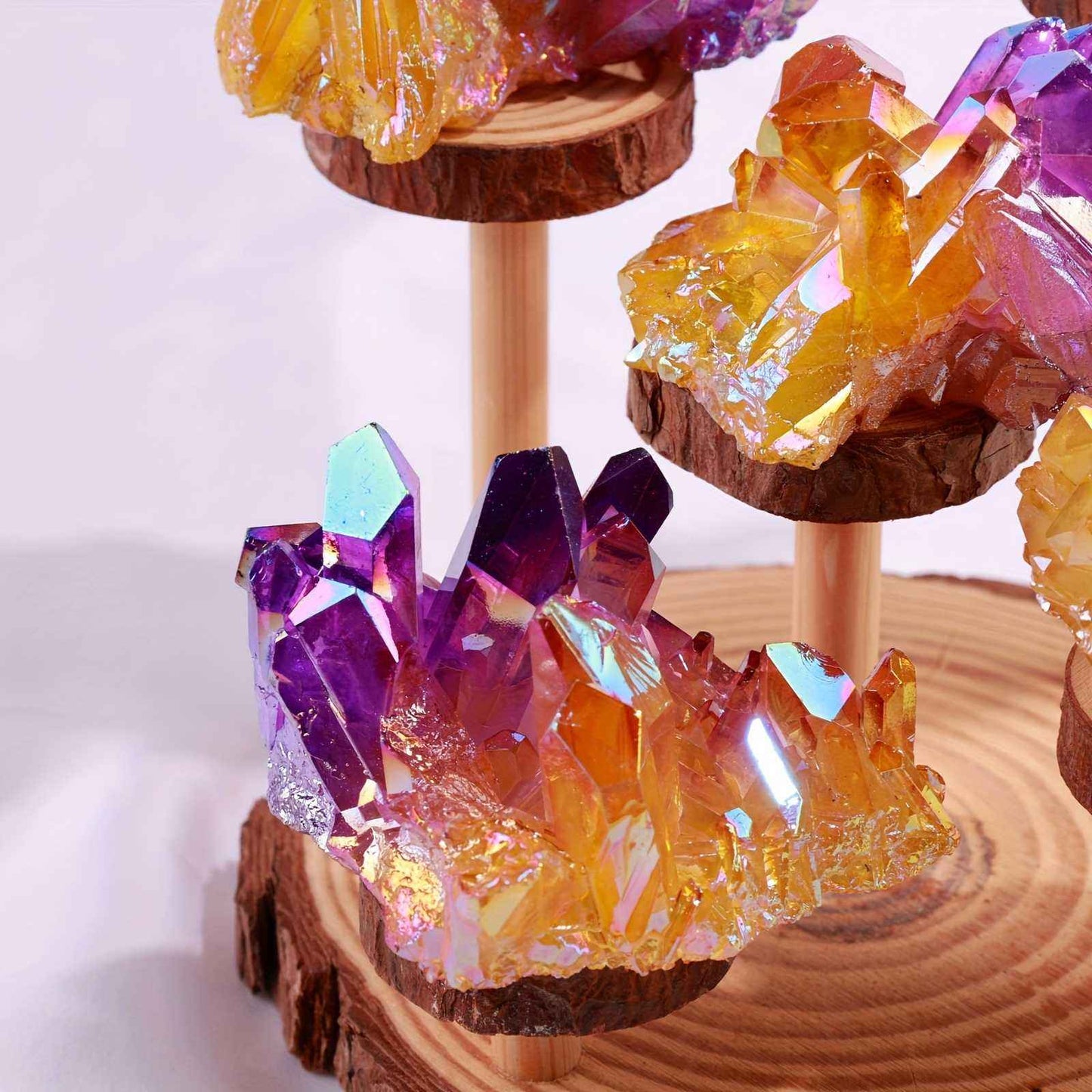 Wholesale Bulk Aura Yellow  and Purple Cluster|CrystalHola