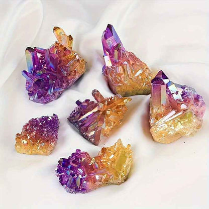 Wholesale Bulk Aura Yellow  and Purple Cluster|CrystalHola