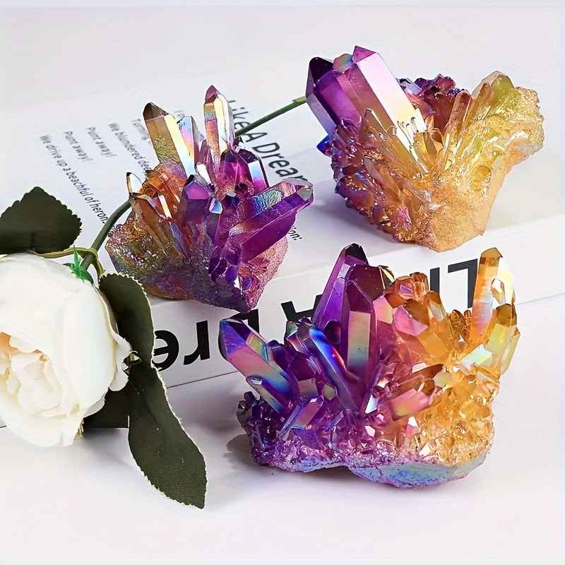 Wholesale Bulk Aura Yellow  and Purple Cluster|CrystalHola