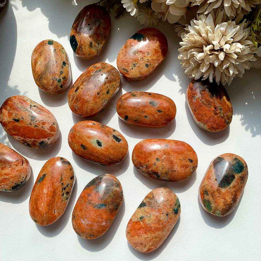 Wholesale Bulk  Blue Apatite with Sunstone  Palm Stone |CrystalHola