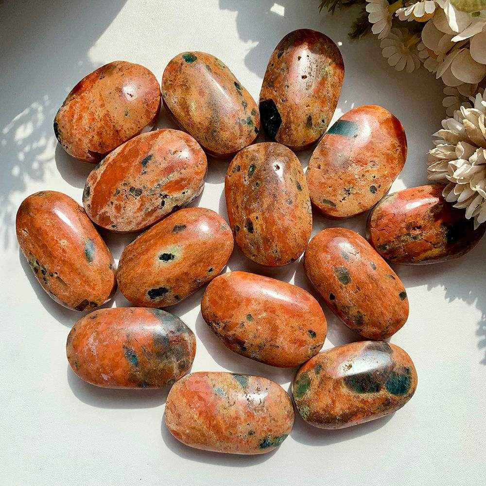 Wholesale Bulk  Blue Apatite with Sunstone  Palm Stone |CrystalHola