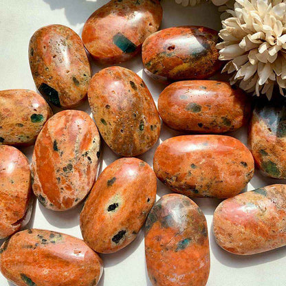 Wholesale Bulk  Blue Apatite with Sunstone  Palm Stone |CrystalHola