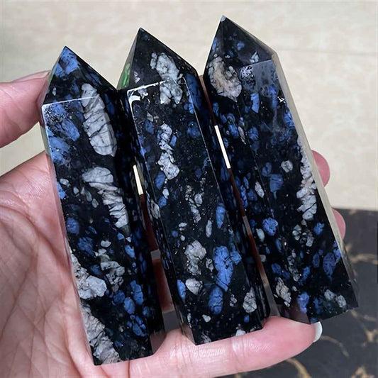 1.97-6.69in Blue Larvikite Crystal Tower|CrystalHola