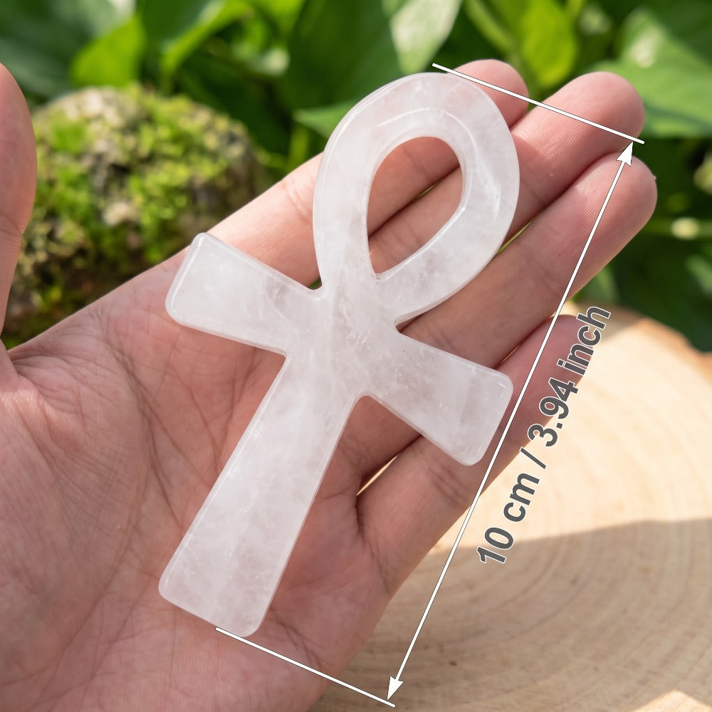 Natural Clear Quartz Crystal Ankh for Healing