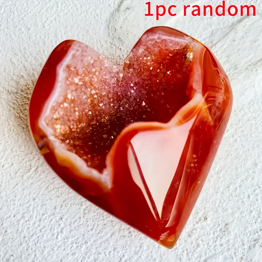 Red Agate Geode Heart