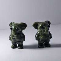 Natural Xiuyan Jade Standing Elephant Figurine - Original Reference Photo
