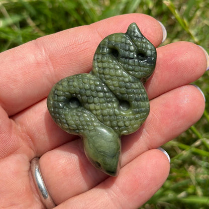 1.57in Xiuyan Jasper  Snake Carving