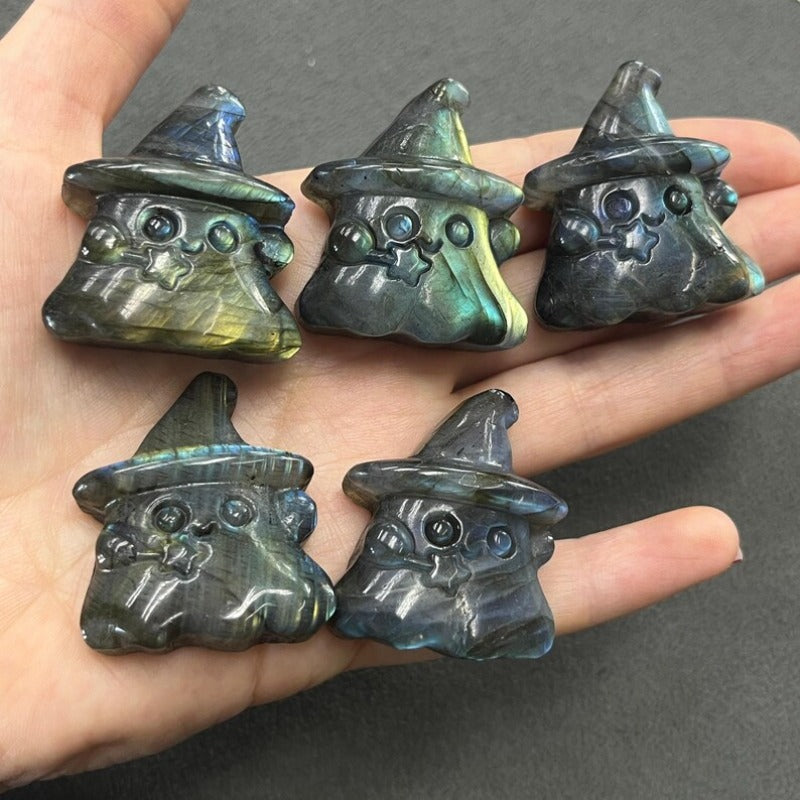 Natural Labradorite Ghost Wizard Carving