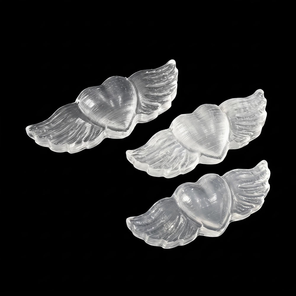 Natural Selenite Wing Heart Carving for Home Decor