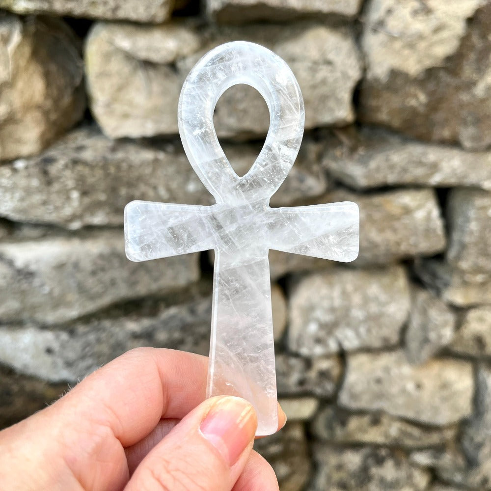 Natural Clear Quartz Crystal Ankh for Healing