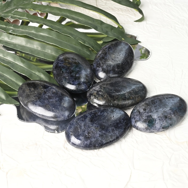 CRYSTALHOLA Polished Iolite Tumble Stone Palm for Decor