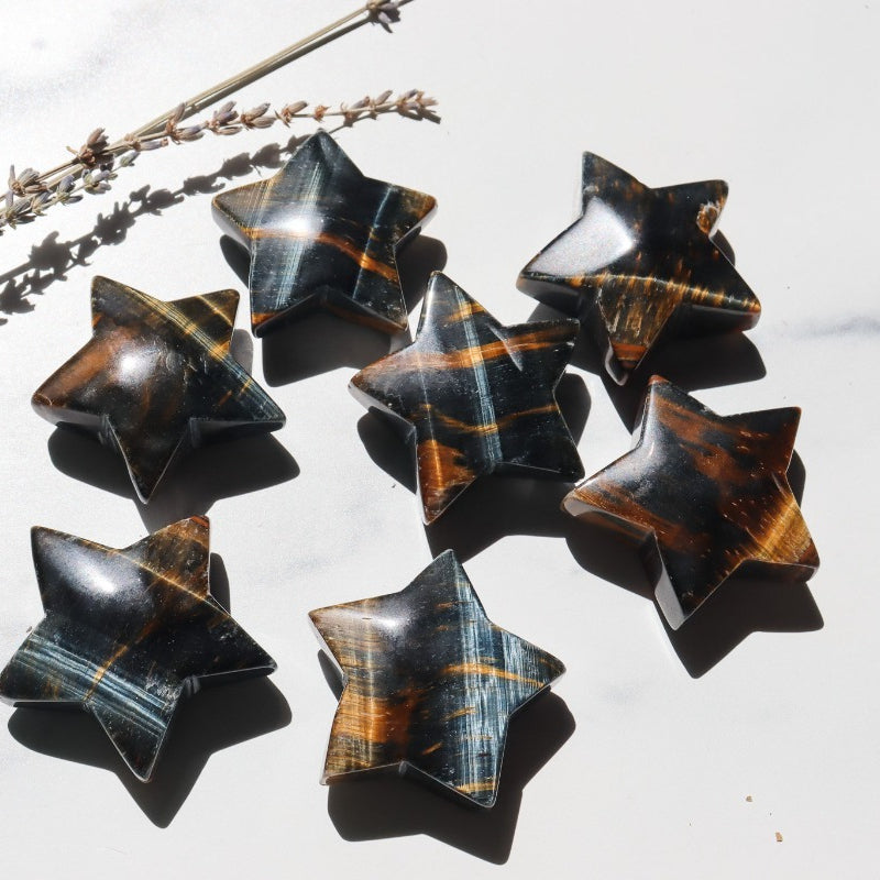 Tiger Eye Stone Five-Pointed Star for Gifts