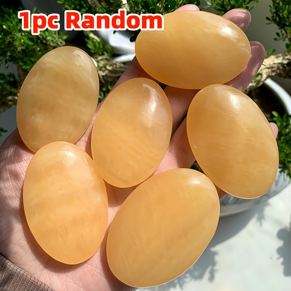 Honey-Colored Calcite Palm Stone for Gifts