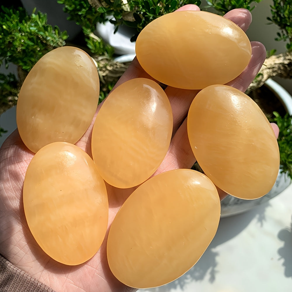 Honey-Colored Calcite Palm Stone for Gifts