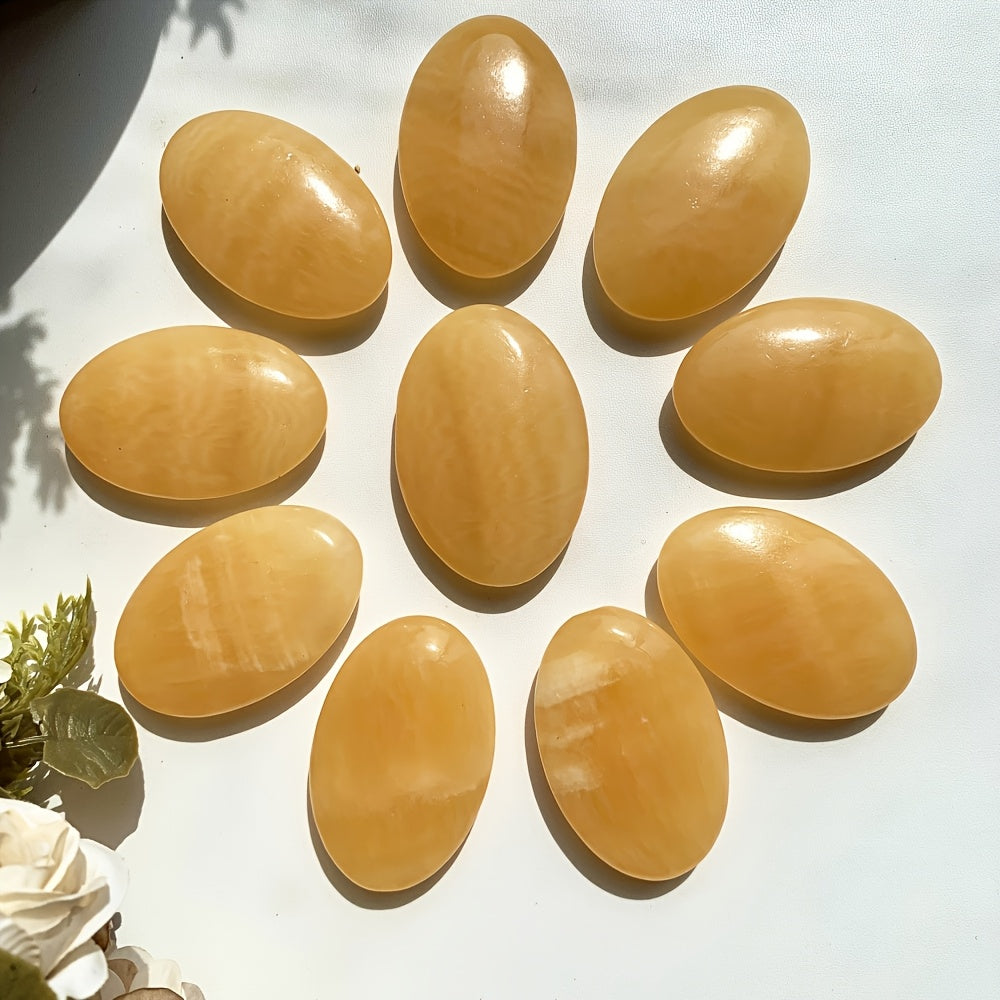 Honey-Colored Calcite Palm Stone for Gifts