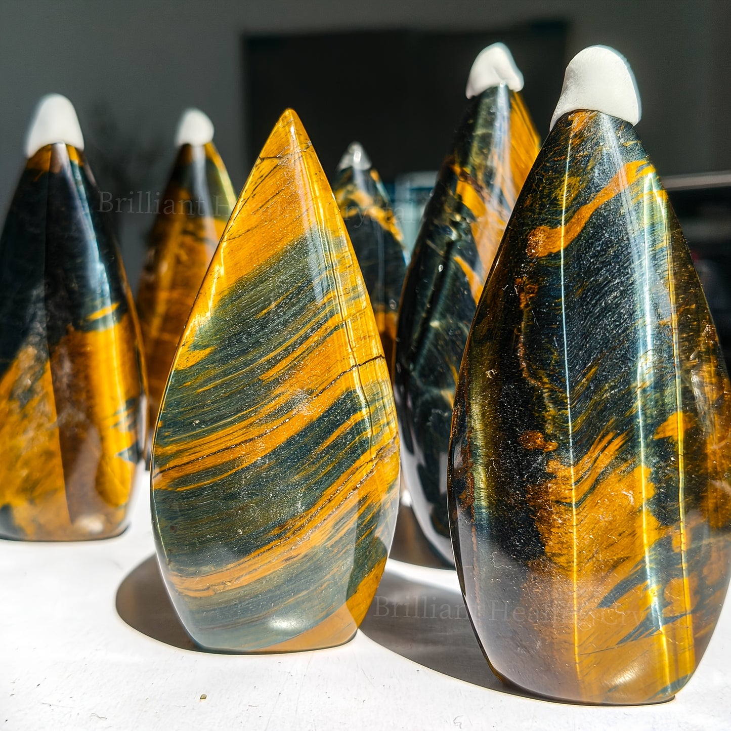 Blue And Yellow Tiger Eye  Teardrop for Decor