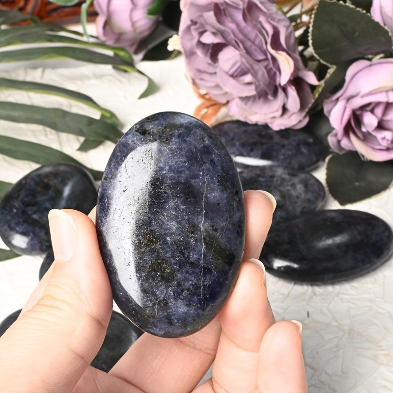 CRYSTALHOLA Polished Iolite Tumble Stone Palm for Decor