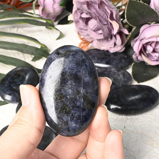 CRYSTALHOLA Polished Iolite Tumble Stone Palm for Decor