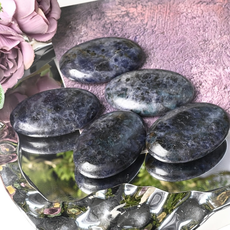 CRYSTALHOLA Polished Iolite Tumble Stone Palm for Decor