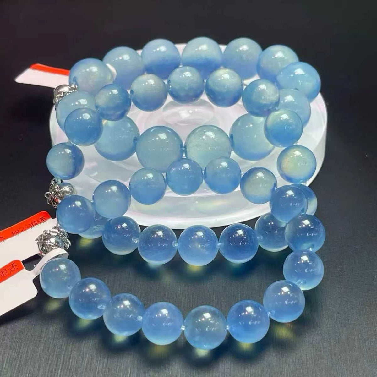 Crystal Bubble Chain Bracelet - Multi Stone Options - Aquamarine 10mm