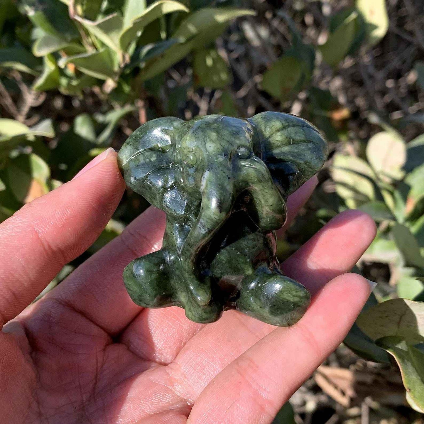 48 mmGreen Jade Elephant Carving |CrystalHola