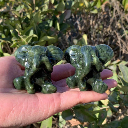 48 mmGreen Jade Elephant Carving |CrystalHola