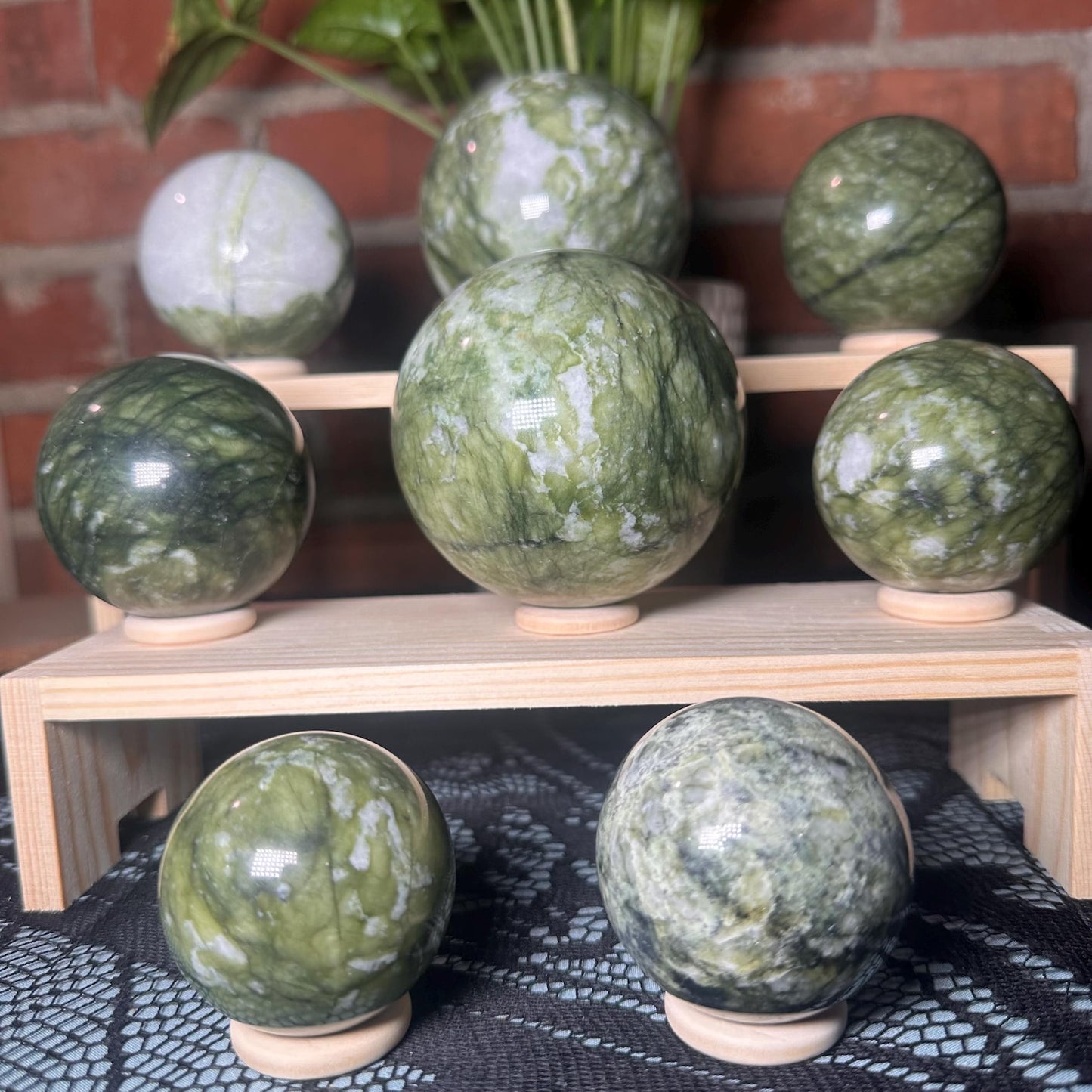 Green Serpentine Jade Sphere  quote-onlyquote-only