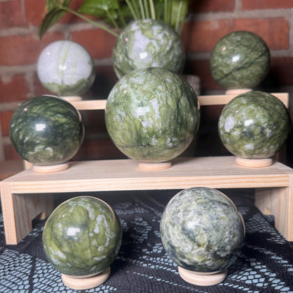 Green Serpentine Jade Sphere  quote-onlyquote-only