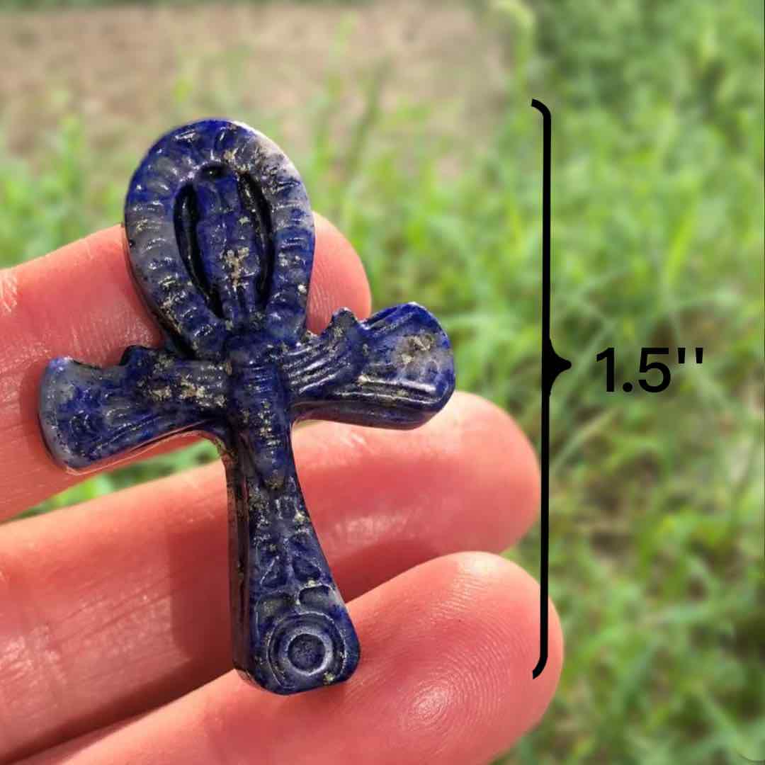 Natural Lapis Lazuli Ankh Carving for Altar and Decor