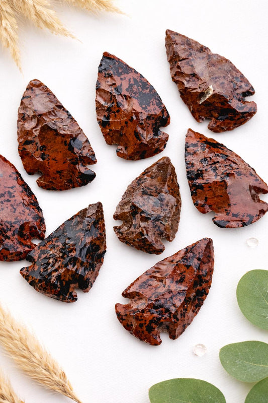 Mahogany Red Obsidian Arrowheads Carving for Gifts