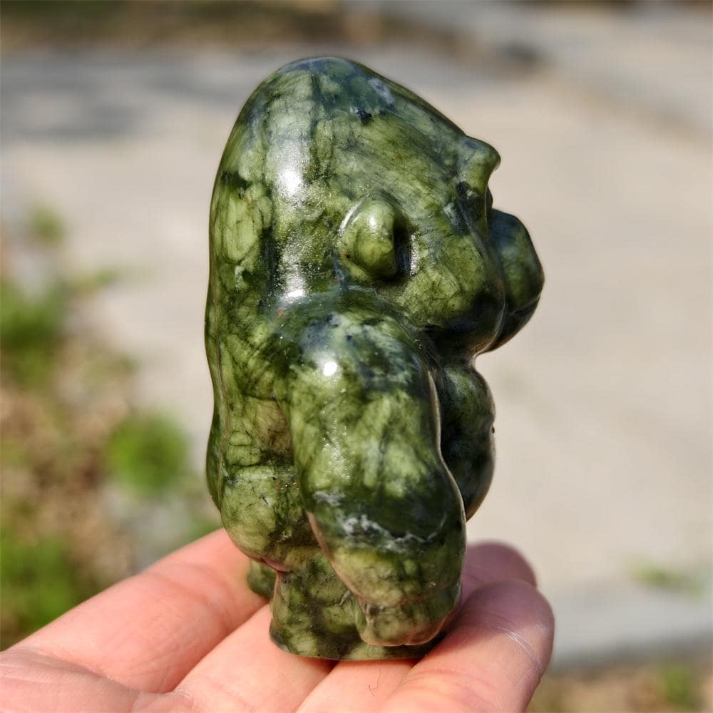 Natural Green Jade Gorilla Carving for Home Decor and Gifting