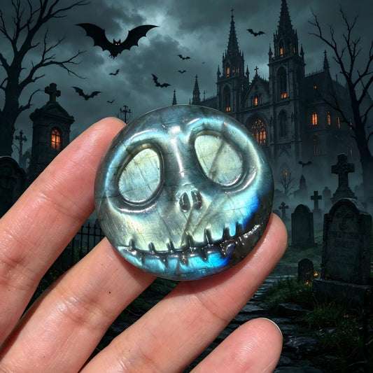 Labradorite Jack Skellington Carving for Halloween Collectors