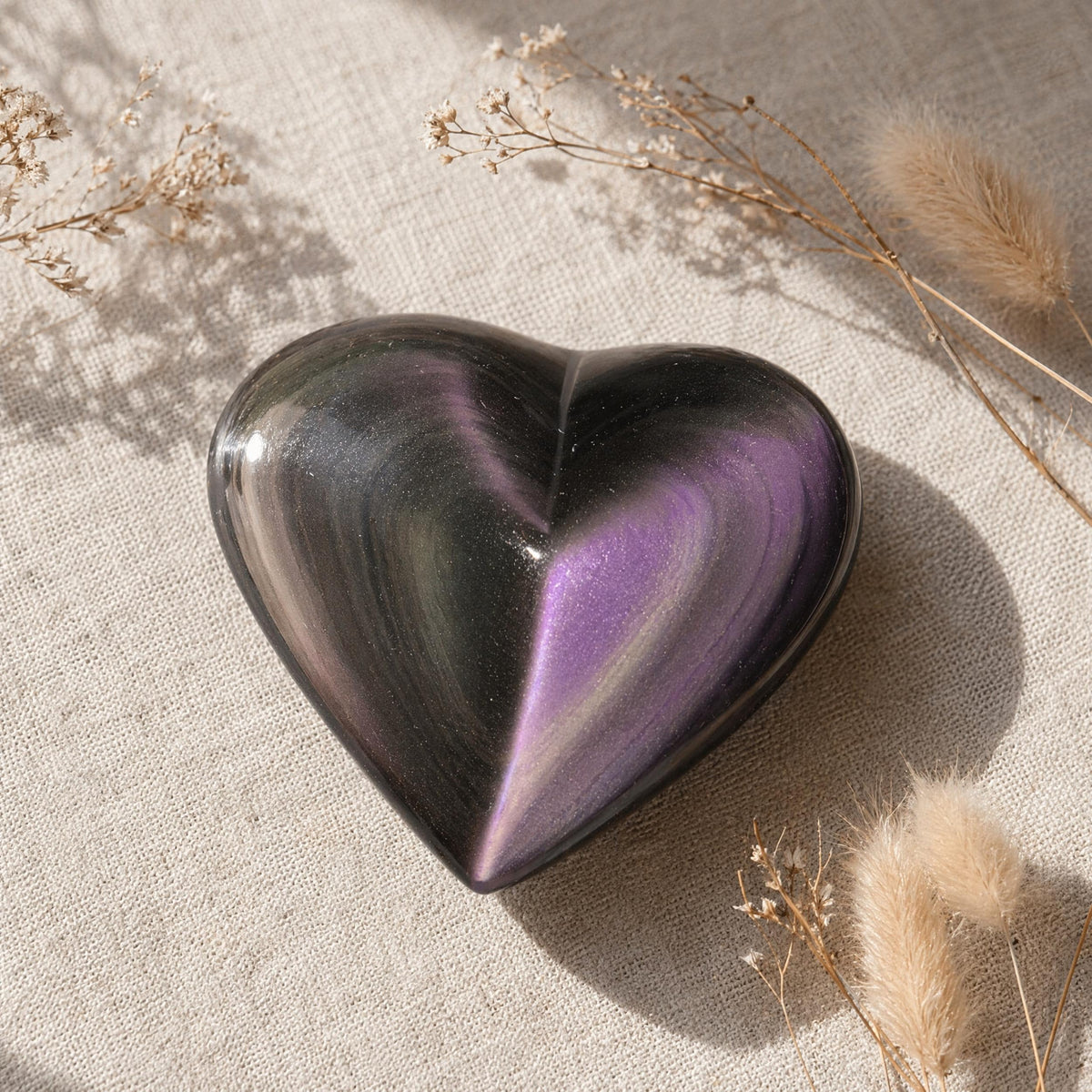 Natural Rainbow Obsidian Heart for Healing and Decor