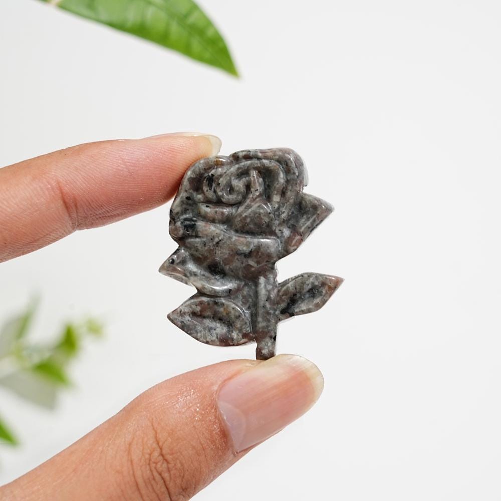 Natural Yooperlite Flower Carving  Rose for Gifts