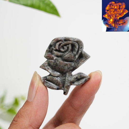 Natural Yooperlite Flower Carving  Rose for Gifts