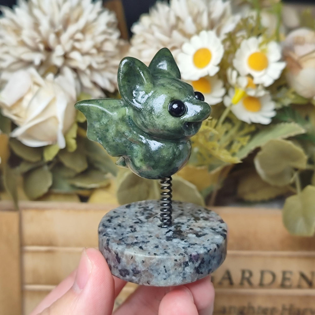 Natural Serpentine Bat Wobbly Carving
