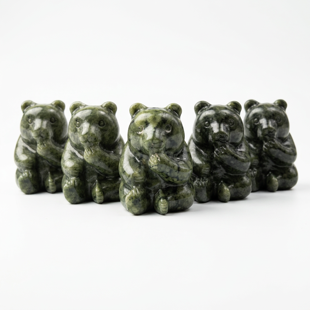 Natural Xiuyan Jade Bear Carving