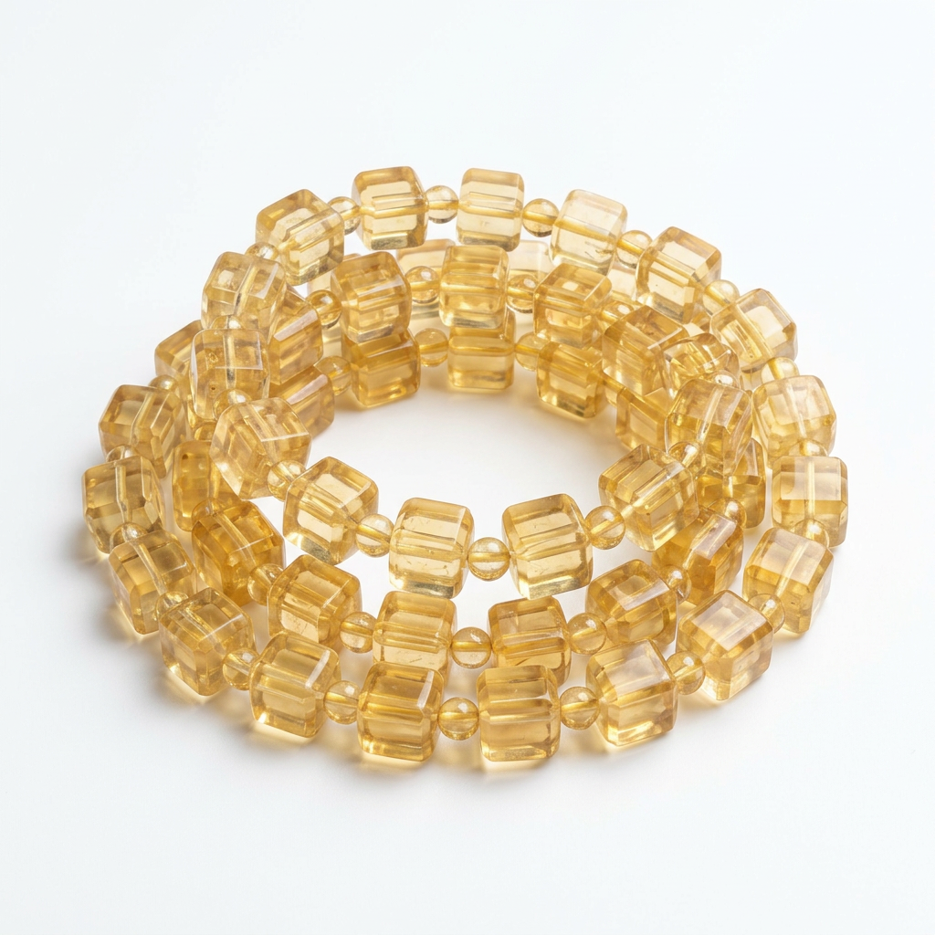 Natural Citrine Sugar Cube Bracelet 11mm White Background Hero
