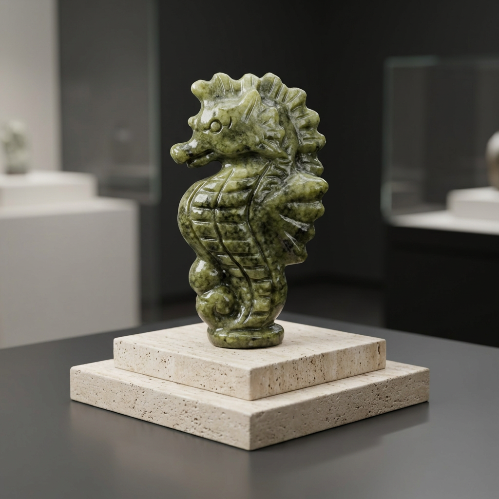 Natural Xiuyan Jade Seahorse Carving