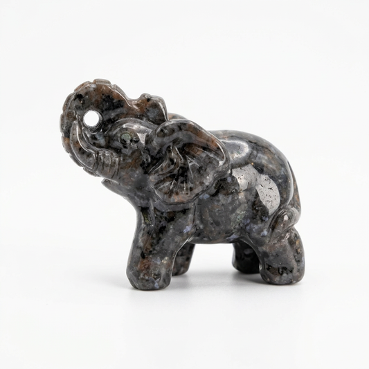 Natural Yooperlite Carved Elephant Figurine with UV Fluorescent Glow