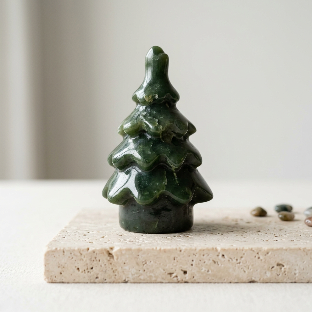Carved Crystal Christmas Tree Holiday Figurine for Festive Decor