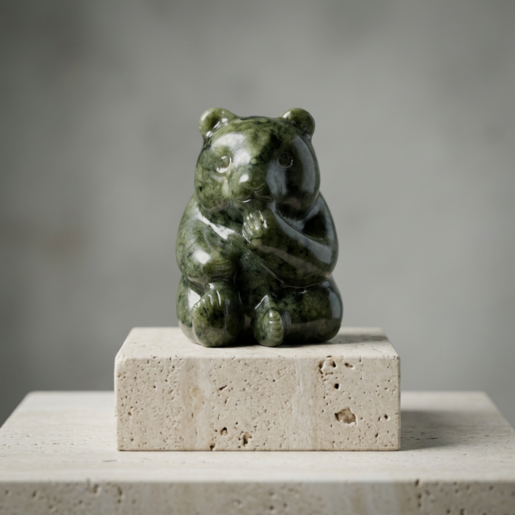Natural Xiuyan Jade Bear Carving